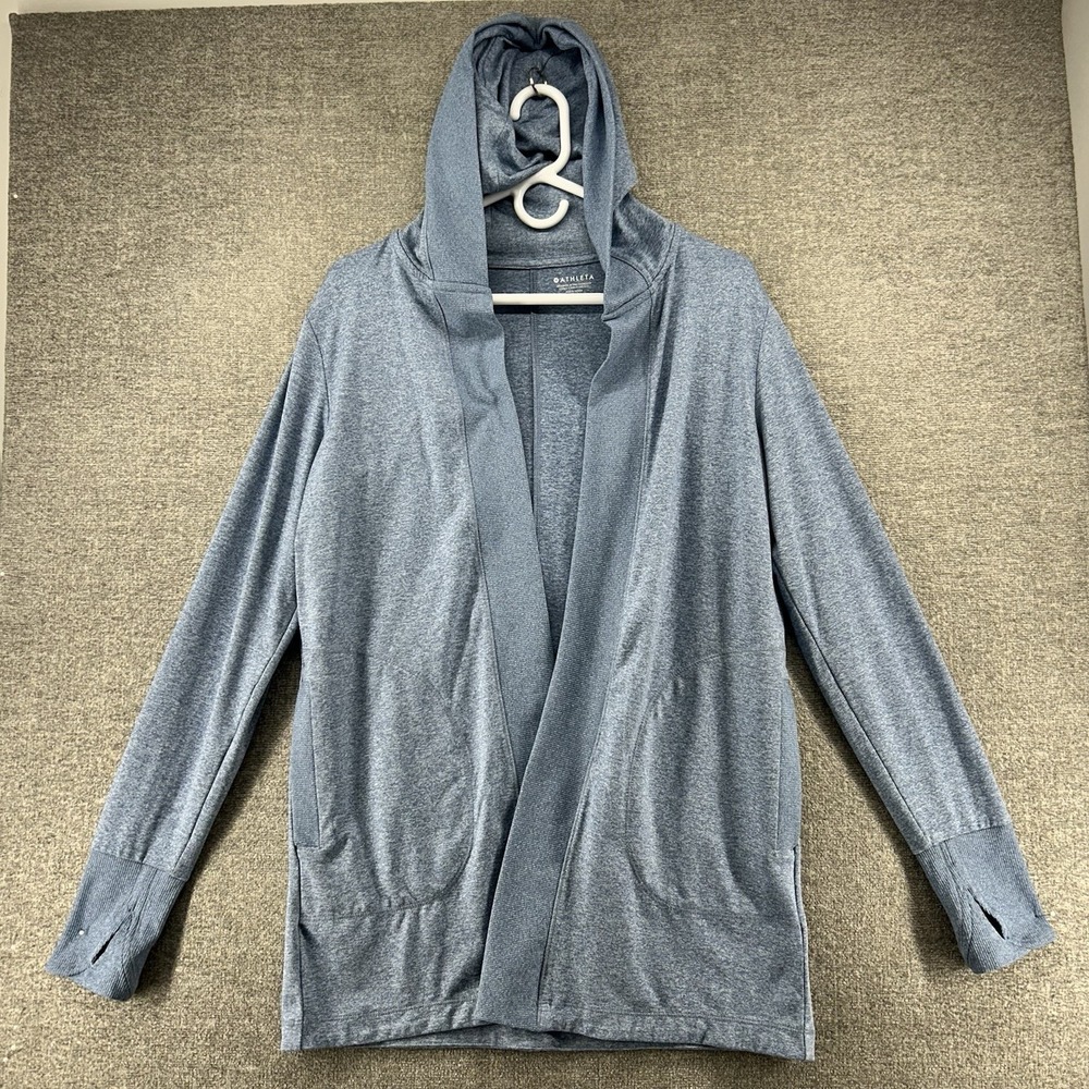 Athleta Uptempo Wrap Hoodie Cardigan Women Size Small Light Blue Casual Comfy
